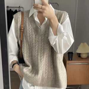 Chic Oversized Knitted Vest for Y2K Fashion & 90s Aesthetic Outfits