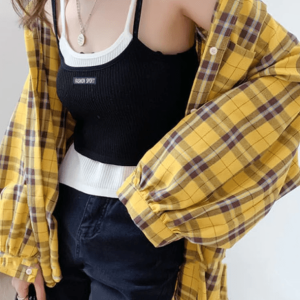 Chic Preppy Plaid Shirt for Y2K Fashion Lovers and 90s Outfit Inspiration