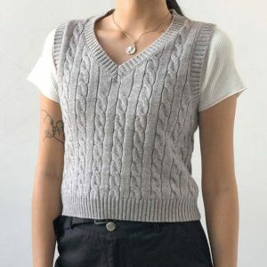 Chic Preppy Style Sweater for Y2K Fashion Lovers and 90s Aesthetic