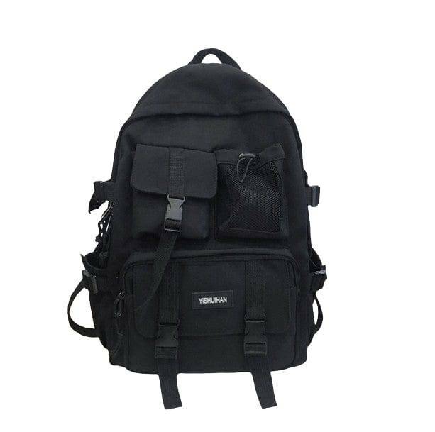 Chic Pure Black Backpack for Y2K Fashion & 90s Aesthetic Outfits