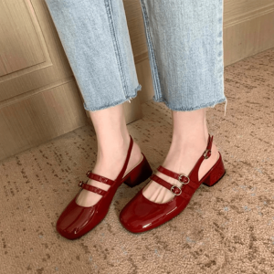 Chic Red Medium Heel Sandals for Y2K Fashion & Summer Outfits