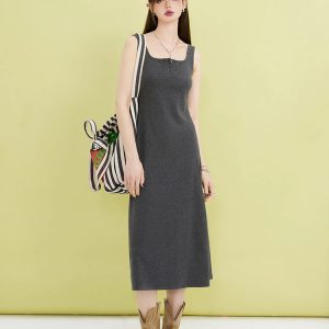 Chic Y2K Casual Button-Up Midi Dress for Effortless Summer Style