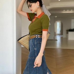 Chic Y2K Corduroy Polo Top for Effortless Summer Outfits