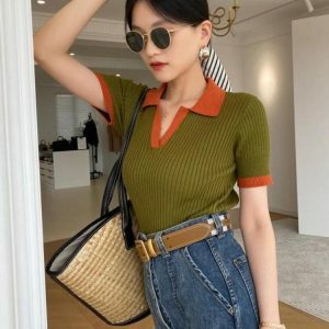 Chic Y2K Corduroy Polo Top for Effortless Summer Outfits