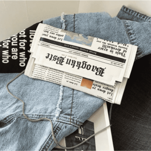 Chic Y2K Fashion Newspaper Handbag: Trendy Accessory for Summer Outfits