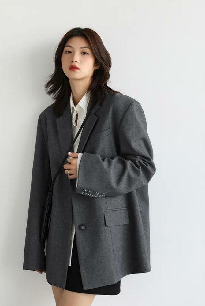 Chic Y2K Fashion Wide Shoulder Blazer for Effortless Office Style