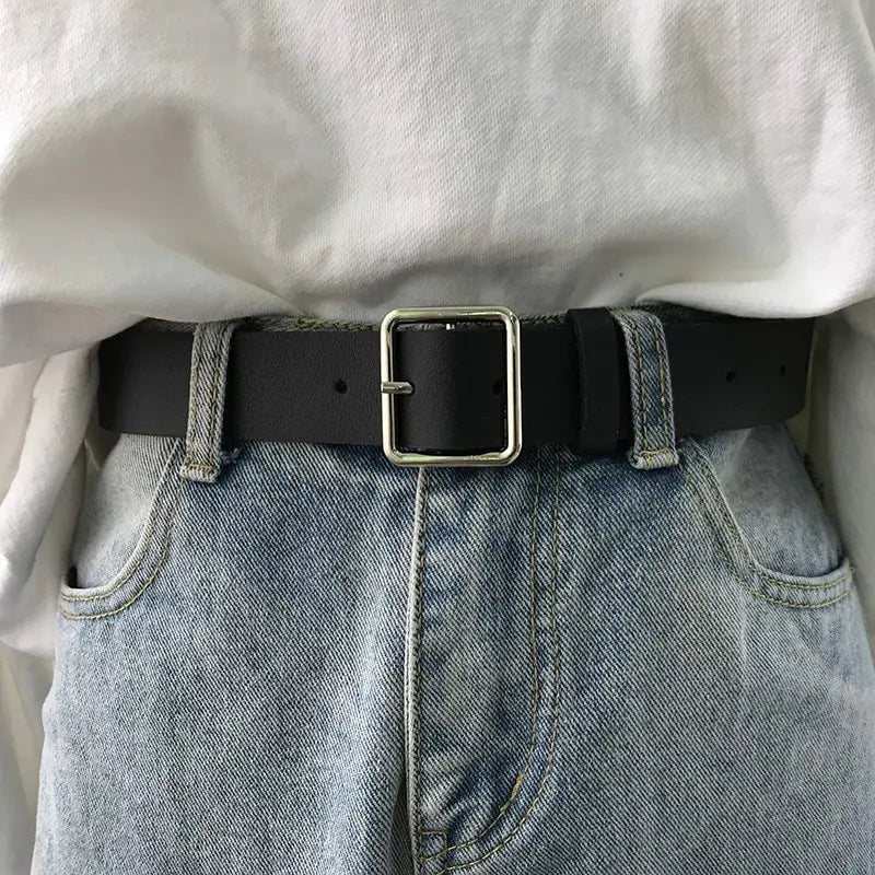 Chic Y2K Faux Leather Belt for 90s Fashion & Grunge Outfits