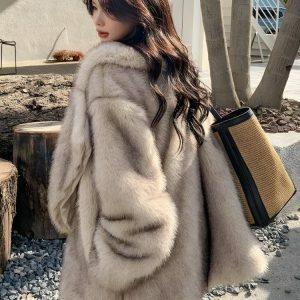 Chic Y2K Fluffy Faux Fur Jacket for Trendy Summer Outfits