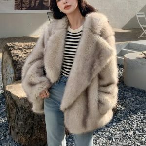 Chic Y2K Fluffy Faux Fur Jacket for Trendy Summer Outfits