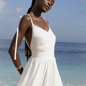 Chic Y2K Linen Midi Dress for Effortless Summer Style and Aesthetic Vibes