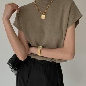 Chic Y2K Mock Neck Sweater for Effortless 90s-Inspired Style