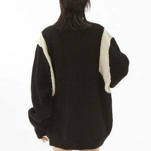 Chic Y2K Turtleneck Zip-Up Loose Cardigan for Effortless Style