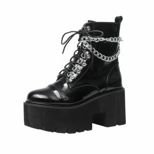 Chunky Chain Boots for Y2K Fashion: Elevate Your Grunge Aesthetic