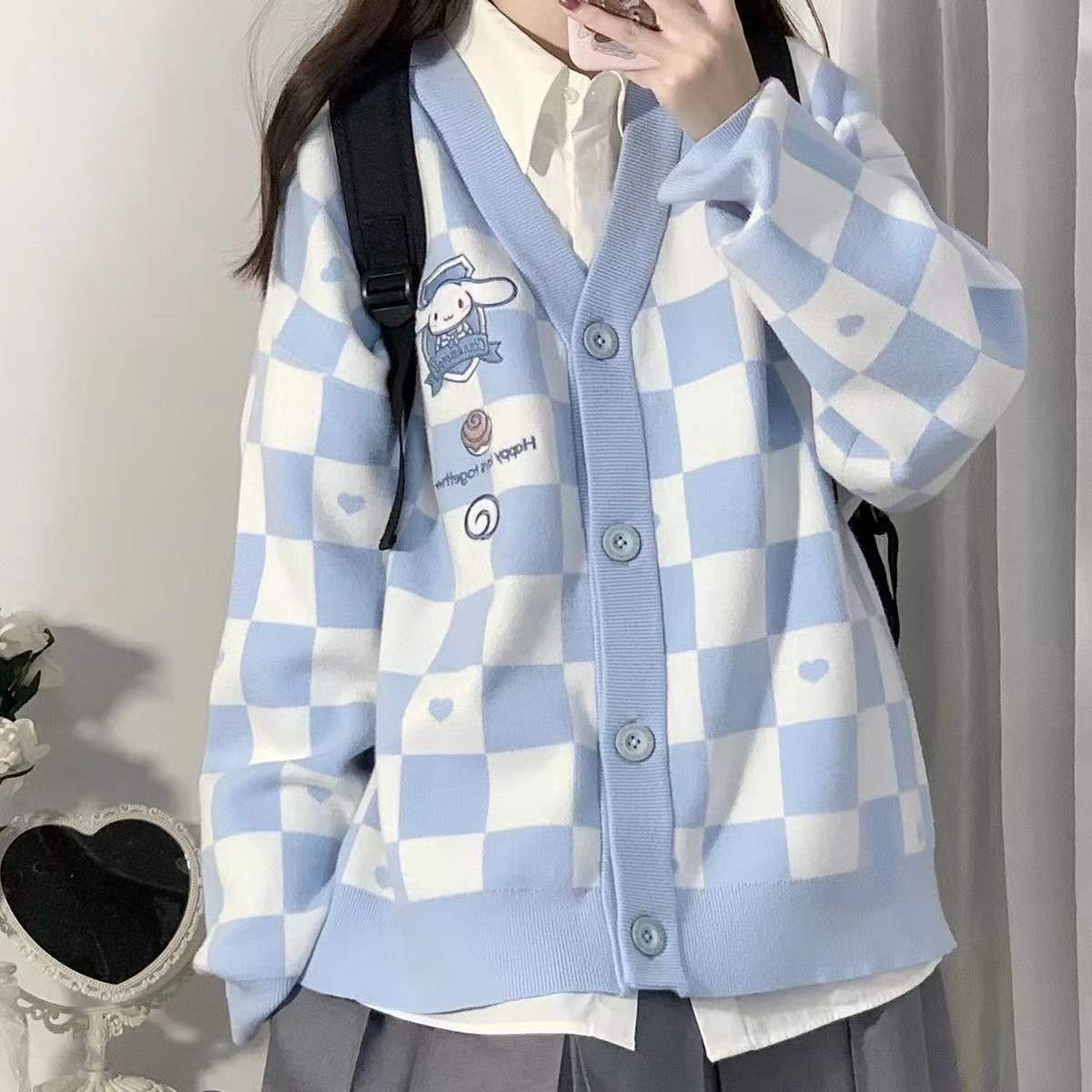 Cinnamoroll Buttoned Blue Cardigan - Y2K Aesthetic Layering Essential