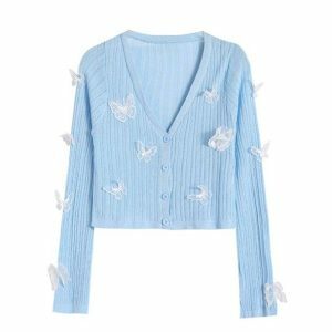 Coquette Aesthetic Butterfly Cardigan for Y2K Summer Outfits