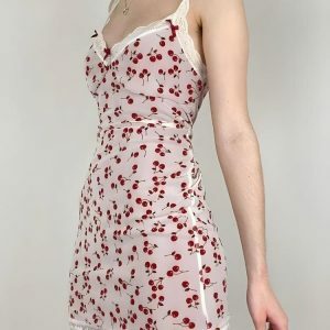 Coquette Aesthetic Cherry Mini Dress for Y2K Summer Vibes