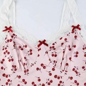 Coquette Aesthetic Cherry Mini Dress for Y2K Summer Vibes