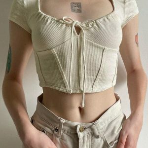 Coquette Aesthetic Cropped Corset Top for Y2K Fashion Lovers