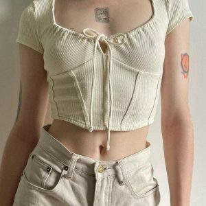 Coquette Aesthetic Cropped Corset Top for Y2K Fashion Lovers