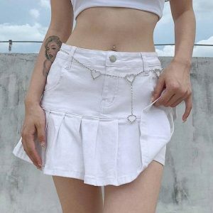 Coquette Aesthetic Denim Skirt - Y2K Fashion for Effortless Style