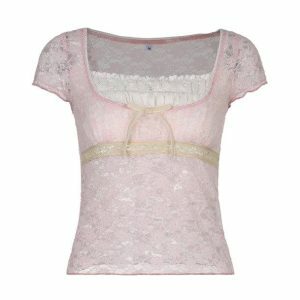 Coquette Aesthetic Lace Top: Y2K Fashion for Effortless Summer Style