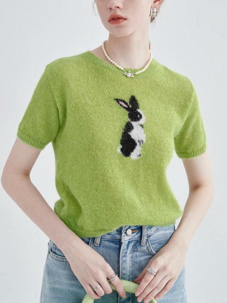 Coquette Aesthetic Soft Girl Rabbit Knitted Top for Y2K Fashion Lovers