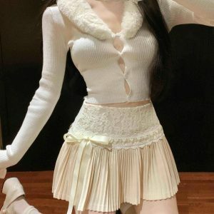 Coquette Lace Pleated Mini Skirt - Y2K Aesthetic Summer Outfit Essential