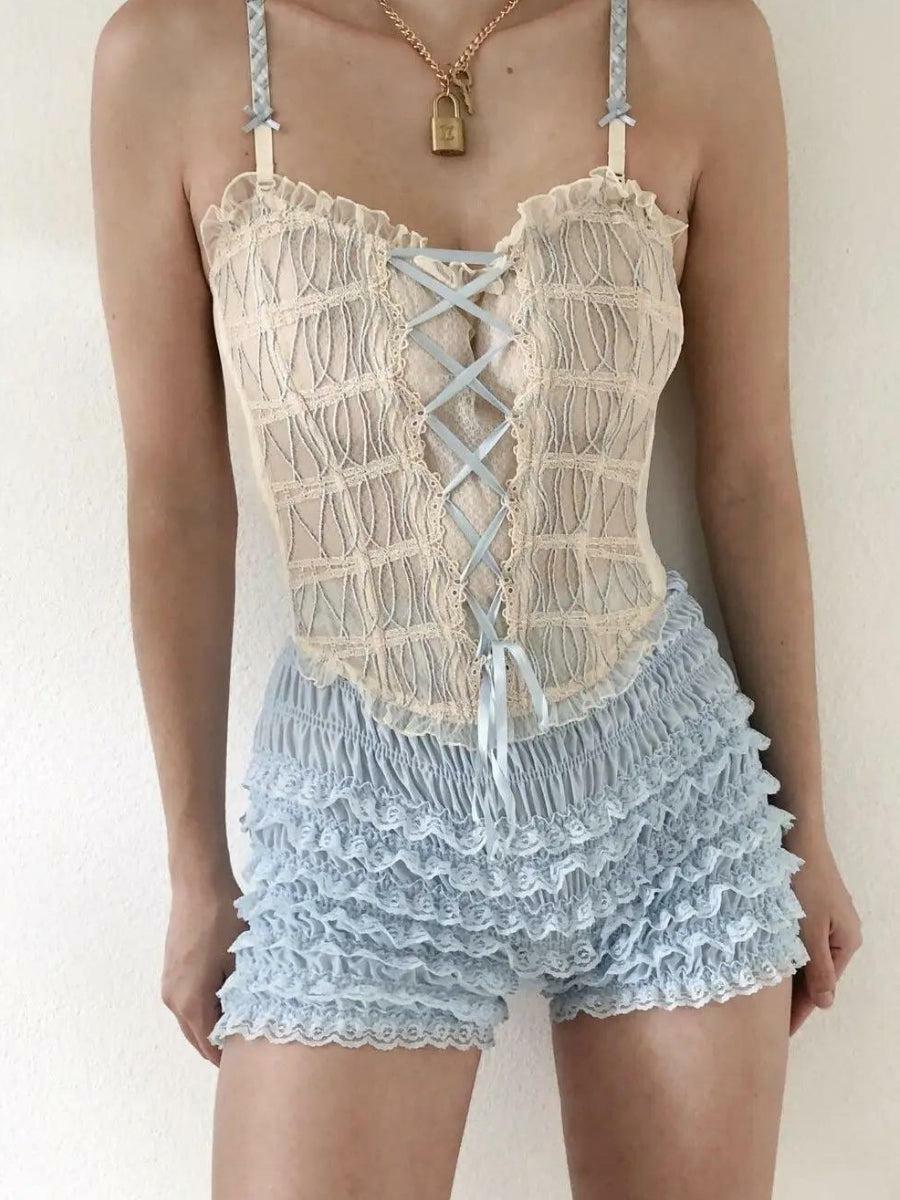 Coquette Lace Ruffled Shorts for Y2K Summer Outfits & Cute Styles