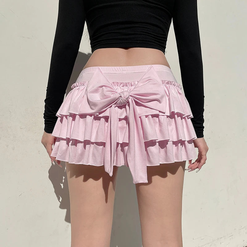 Coquette Layered Bow Mini Skort - Y2K Fashion for Chic Summer Outfits