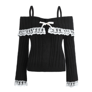 Coquette Off Shoulder Sweater: Y2K Fashion Essential for Chic Outfits