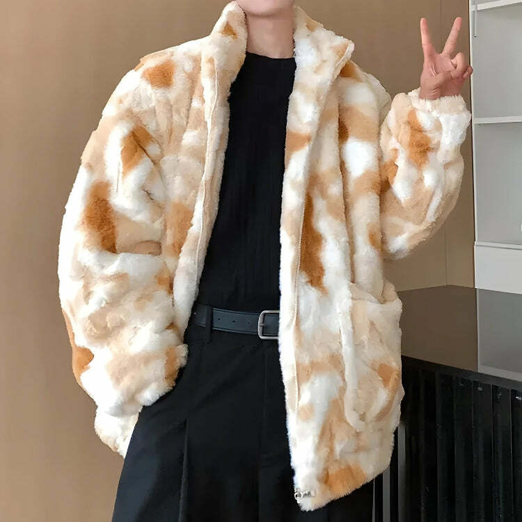 Cozy Faux Fur Zip-Up Teddy Jacket for Y2K and 90s Fashion Lovers