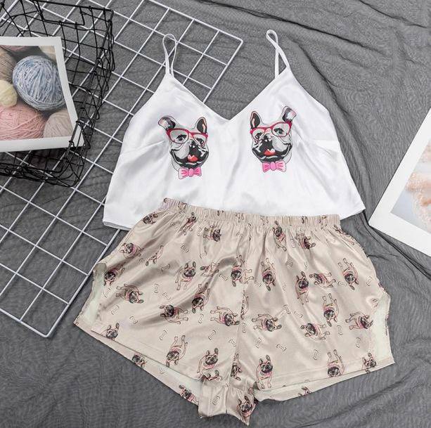 Cozy Puggy Pug Pajama Set for Y2K Aesthetic Sleepwear Vibes