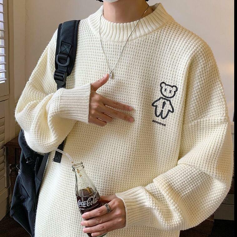 Cozy Y2K Aesthetic Soft Boy Bear Sweater for Trendy Outfits