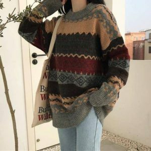 Cozy Y2K Grandma Sweater: Vintage-Inspired Fall Fashion Essential