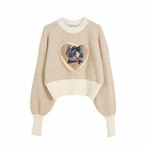 Cozy Y2K Soft Kitty Sweater for Cute Summer Outfits and Aesthetic Vibes