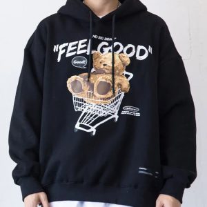 Cozy Y2K Teddy Bear Hoodie for Ultimate Grunge Aesthetic Style