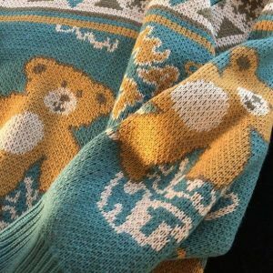 Cozy Y2K Teddy Bear Sweater for Cute Outfits and Aesthetic Vibes