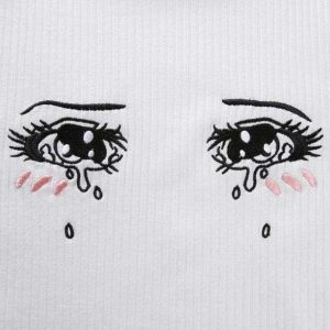 Crying Anime Girl Tee - Y2K Aesthetic Graphic T-Shirt for Trendy Outfits