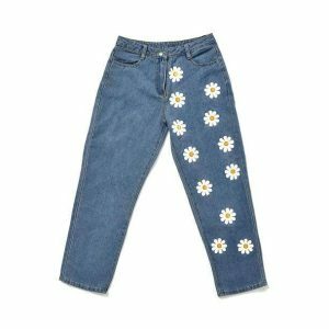 Daisy Flower Cargo Pants - Y2K Fashion for Effortless Summer Style