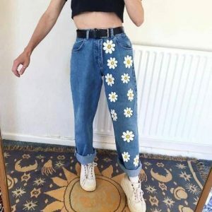 Daisy Flower Cargo Pants - Y2K Fashion for Effortless Summer Style