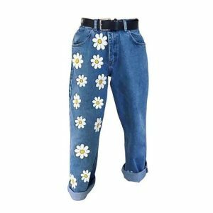 Daisy Flower Cargo Pants - Y2K Fashion for Effortless Summer Style