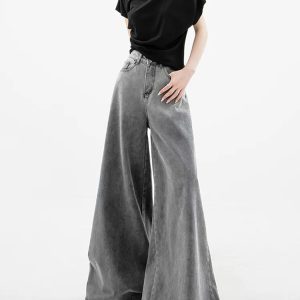 Dark Wash Super Wide Leg Jeans - Y2K Fashion Essential for Effortless Style