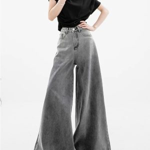 Dark Wash Super Wide Leg Jeans - Y2K Fashion Essential for Effortless Style