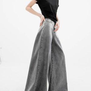 Dark Wash Super Wide Leg Jeans - Y2K Fashion Essential for Effortless Style