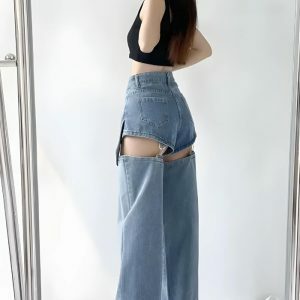 Detachable Straight Leg Jeans: Y2K Fashion Essential for Effortless Style