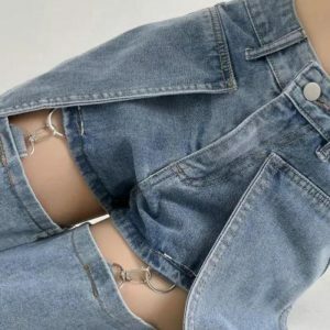 Detachable Straight Leg Jeans: Y2K Fashion Essential for Effortless Style