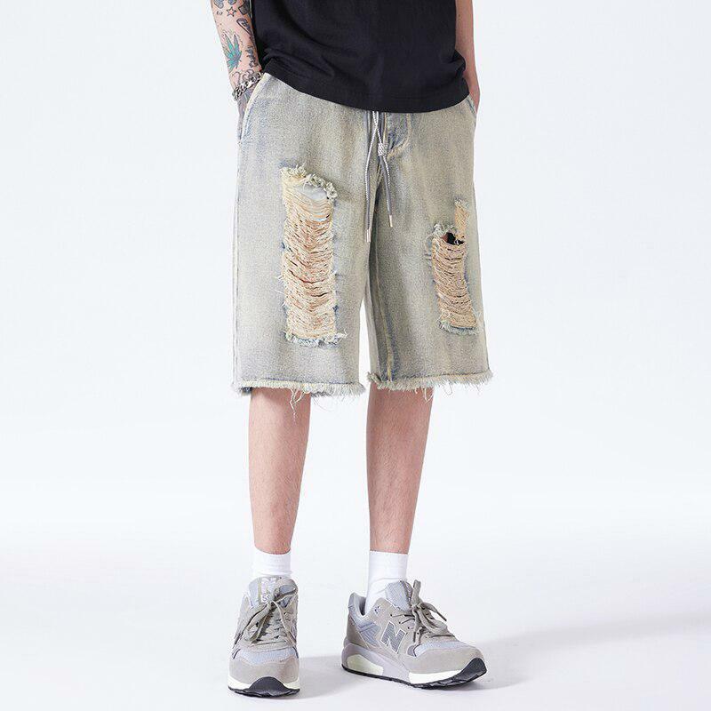 Distressed Light Wash Denim Shorts for Y2K Summer Outfits & Grunge Style