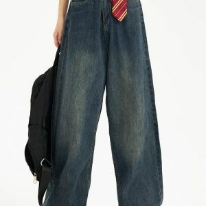 Distressed Wide Leg Baggy Jeans for Y2K Fashion & 90s Aesthetic