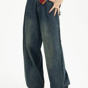 Distressed Wide Leg Baggy Jeans for Y2K Fashion & 90s Aesthetic