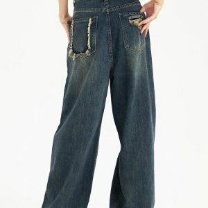 Distressed Wide Leg Baggy Jeans for Y2K Fashion & 90s Aesthetic